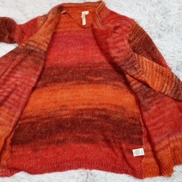 Como Vintage Womens Sweater Cardigan Orange Small Open Front Long Sleeve Sparkle - Picture 3 of 10